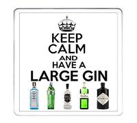KEEP CALM AND HAVE A LARGE GIN, COASTER gift mug mat Mothers Day or Father's Day or Birthday Gift. Can be personalised