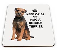 Keep Calm And Hug A Border Terrier Novelty Glossy Mug Coaster