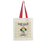 Keep Calm And Hug a Dalmatian Dog/Pet Themed Tote Bag-Cotton Shopping Bag. Gift For Christmas, Birthday Present, Gift Idea (Red Handle)