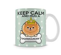 Keep Calm and Hug a Dog Themed 11 Oz Ceramic Christmas Stoking, Birthday Present, Gift Idea Mug. (Pomeranian)