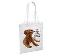 Keep Calm And Hug A Dogue De Bordeaux White Reusable Shopper Tote Bag