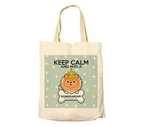 Keep Calm And Hug a Pomeranian Dog/Pet Themed Tote Bag-Cotton Shopping Bag. Gift For Christmas, Birthday Present, Gift Idea (Natural)