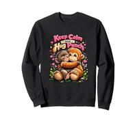 Keep Calm and Hug Punch Cute Monkeys Cuddle Humor Sweatshirt