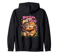 Keep Calm and Hug Punch Cute Monkeys Cuddle Humor Zip Hoodie