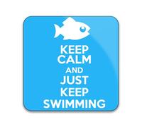 Keep Calm and Just Keep Swimming - Pack of 10 Square Stickers - 55mm x 55mm
