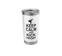 Keep Calm and Kick High Karate Fighter Martial Artist Train Stainless Steel Insulated Tumbler