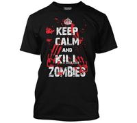 Keep Calm and Kill Zombies Bloody Handprint Men's Unisex T-Shirt - Black Large