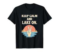 Keep Calm and Lake On Sunset Peace Sign Design T-Shirt