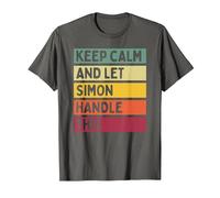 Keep Calm and Let Simon Handle This Funny Retro Quote T-Shirt, Men, Asphalt Grey, 5X-Large