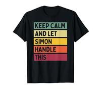 Keep Calm and Let Simon Handle This Funny Retro Quote T-Shirt, Men, Black, 5X-Large