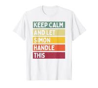 Keep Calm and Let Simon Handle This Funny Retro Quote T-Shirt, Men, White, 5X-Large