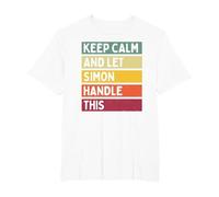 Keep Calm and Let Simon Handle This Funny Retro Quote T-Shirt, Men's Big and Tall, White, 5X Tall