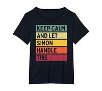 Keep Calm and Let Simon Handle This Funny Retro Quote T-Shirt, Women's Plus, Black, 5X