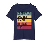 Keep Calm and Let Simon Handle This Funny Retro Quote T-Shirt, Women's Plus, Navy Blue, 5X