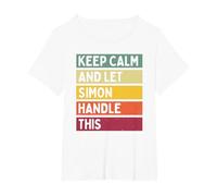 Keep Calm and Let Simon Handle This Funny Retro Quote T-Shirt, Women's Plus, White, 5X