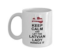 Keep Calm and let The Latvian Lady Handle it Coffee Mug - Latvian Gift for Women Grandma mom Aunt Girlfriend - Birthday Gag Gift Coffee Tea Cup White 11 Ounce Ceramic