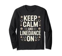 Keep Calm and Line Dance On Retro Sunset Long Sleeve T-Shirt