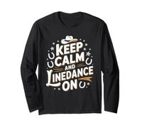 Keep Calm and Line Dance On Retro Sunset Long Sleeve T-Shirt