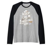 Keep Calm and Line Dance On Retro Sunset Raglan Baseball Tee