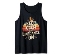 Keep Calm and Line Dance On Retro Sunset Tank Top