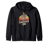 Keep Calm And Line Dance On Retro Sunset Zip Hoodie