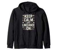 Keep Calm And Line Dance On Retro Sunset Zip Hoodie