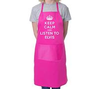 Keep Calm And Listen To Elvis BBQ Cooking Funny Novelty Apron Pink