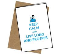 Keep Calm And Live Long And Prosper A5 Birthday Card | Envelope Included | Blank Inside | Unique Design | Personalised Free of Charge