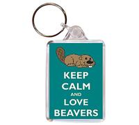Keep Calm and Love Beavers - Double Sided Large Keyring Key Ring Fob Chain Name Tag