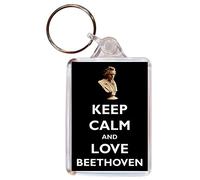 Keep Calm and Love Beethoven - Double Sided Large Keyring Key Ring Fob Chain Name Tag