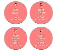 Keep Calm and Love Betty Boop - 80mm Coasters (4 Pack) - Gift/Present - For Mugs/Glasses/Cups