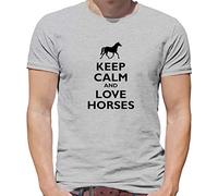Keep Calm and Love Horses - Mens T-Shirt - Ash - Large