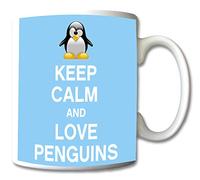Keep Calm and Love Penguins Mug Cup Retro (Baby Blue)