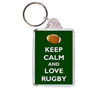 Keep Calm and Love Rugby - Double Sided Large Keyring Key Ring Fob Chain Name Tag