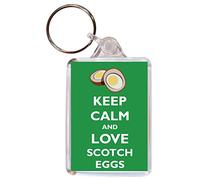 Keep Calm and Love Scotch Eggs - Double Sided Large Keyring Key Ring Fob Chain Name Tag