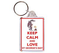 Keep Calm and Love St George's Day - Double Sided Large Keyring Key Ring Fob Chain Name Tag