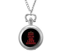 Keep Calm and Love Summer Vintage Pocket Watch with Chain Arabic Numerals Scale Quartz Pocket Watches Gifts for Men Women