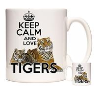 Keep Calm and Love Tigers Novelty gift mug. Tea, coffee or hot chocolate mug. Dishwasher and Microwave Safe. Can be Personalised