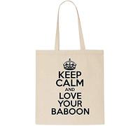 Keep Calm AND LOVE YOUR BABOON Tote Bag-Cotton Shopping Bag