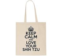 Keep Calm AND LOVE YOUR SHIH TZU Tote Bag-Cotton Shopping Bag