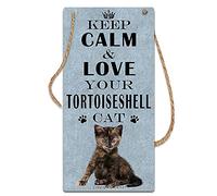 Keep Calm And Love Your Tortoiseshell Cat 5X10 Inches Vintage Look Wood Sign for Home Kitchen Bathroom Farm Garden Garage Inspirational Quotes Wall Decor
