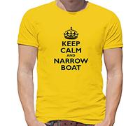 Keep Calm and Narrow Boat - Mens T-Shirt - Yellow - Large