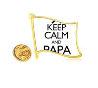 Keep Calm And Papa Wil Fix It Quote Golden Metal Flag Lapel Pin Badge