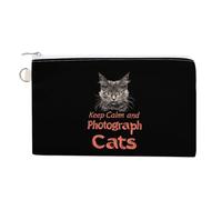 Keep Calm and Photograph Cats Coin Purse Small Wallets with Zippered Key Ring Cute Wallet