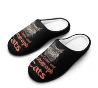 Keep Calm And Photograph Cats Cotton Slipper Cozy Plush Slippers Indoor House Closed Toe Shoes Anti-Skid Comfortable 7-8(39-40