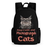 Keep Calm And Photograph Cats Daypack Casual Backpacks Large Capacity Laptop Lightweight Travel Bag for Camping Hiking