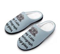 Keep Calm And Photograph Puppies Cotton Slipper Cozy Plush Slippers Indoor House Closed Toe Shoes Anti-Skid Comfortable 9-10(40-41)