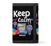 Keep Calm and Play Bingo Funny Trifold Wallet RFID Blocking Front Pocket Wallets with ID Window Gifts for Men Women