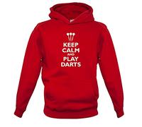 Keep Calm and Play Darts - Childrens/Kids Pullover Hoodie - Fire Red - XXL (12-13 Years)