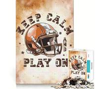 Keep Calm And Play On Football 1000 Piece Jigsaw Puzzles for Adults Unwind Game Snug Cut Playful Challenge Wall Accent (38x52cm)